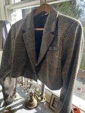 H&M Women's Brown Checke Tweed Cropped Size L