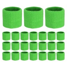 24PCS Sports Sweatbands, Cotton Wristbands Sweat Absorbent Fruit Green, 5cmW 