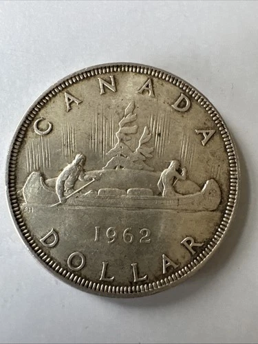 1962 Canadian Silver Dollar Coin Vintage Canada Authentic Original