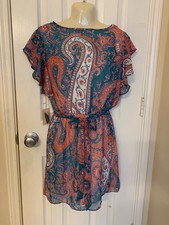 Womens Forever21 Mini Dress Sleeveless Maroon White Paisley Size M NWT