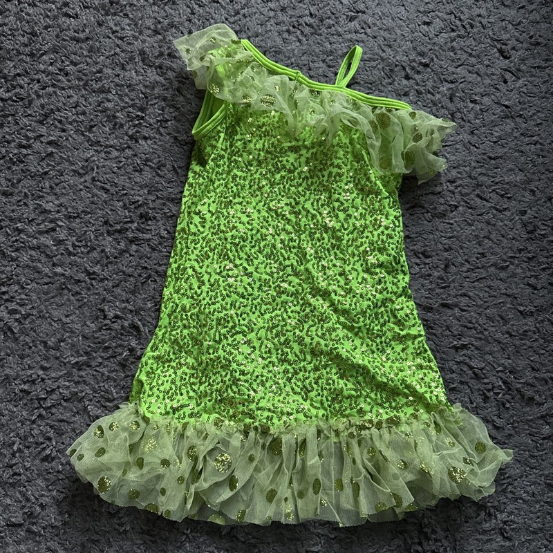 Weissman Girls Green Sequin Dancewear Outfit, size SC Small Child - EUC!