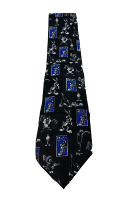 Looney Tunes 1997 Stamp Collection Grey Medley Bugs Bunny Taz Novelty Necktie  