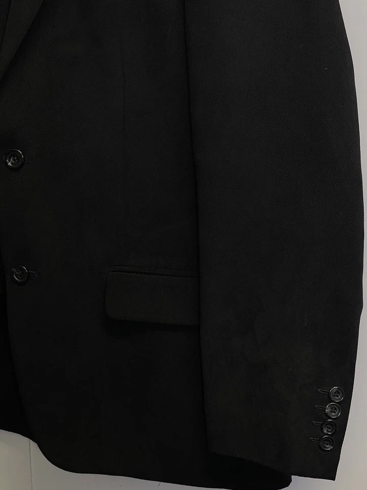 Chaqueta Blazer MURANO Negra Texturizada Para Hombre Talla Grande Abrigo Deportivo Chaqueta Foto 4 de 4