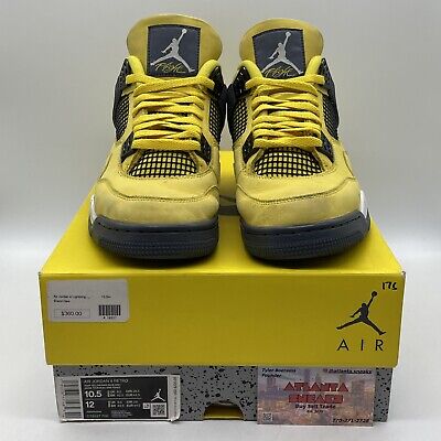 Size 10.5 - Jordan 4 Retro Mid Lightning Yellow Grey Suede Size 10.5 - Jordan 4 Retro Mid Lightning Yellow Grey Suede