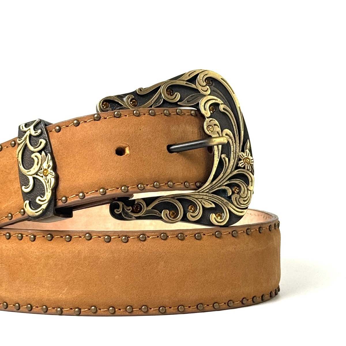 Western Abalone Belt Buckle Cowgirl Cowboy Gold Tone Filigree Floral Boho 3\