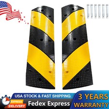 2 Speed Bump Cable Protector Ramp Heavy Duty 2-Channel Rubber 3.3 FT Speed Hump