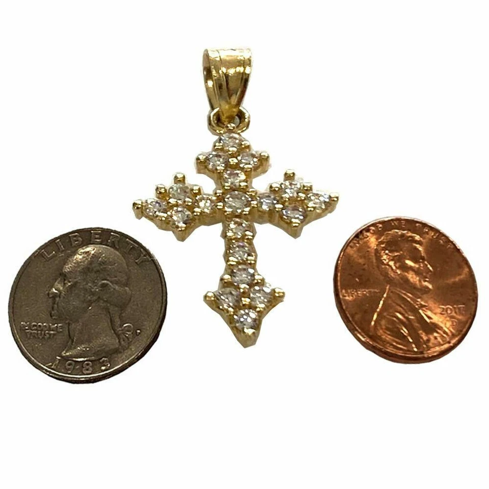Dije colgante cruz circonita cúbica oro amarillo 14kt Foto 2 de 4