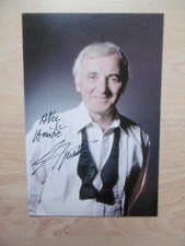 Charles Aznavour autograph signed 10x15 cm postcard