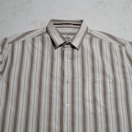 Kuhl Born In The Mountains White Striped XL Hiking Outdoor Short Sleeve EUC - Picture 2 of 15