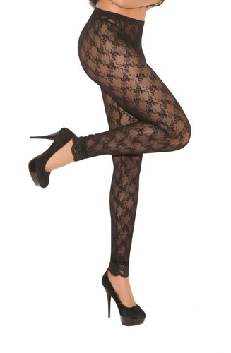 Lace Leggings Bow Pattern Footless 