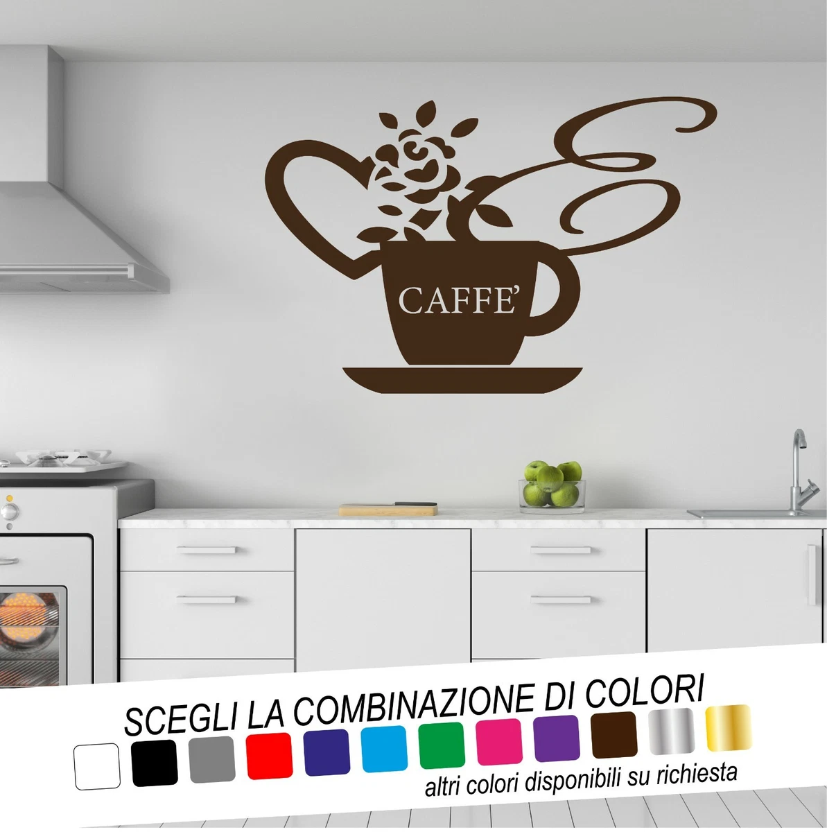 Confezione da 4 adesivi da parete per tazze da caffè e tè, decorazione da parete rimovibile, in vinile, per bar, pub, ristoranti, cucina, casa, ufficio, negozio, hotel, decorazione da parete