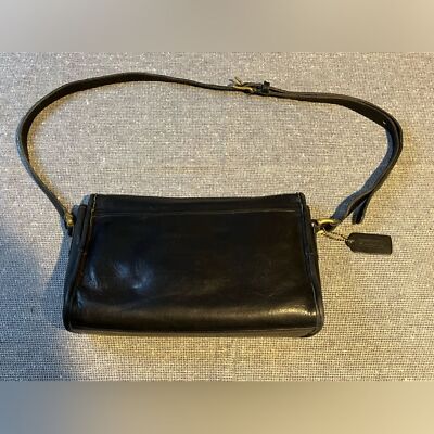 COACH ブラックレザー ハンドバッグ Coach Vintage Bag Curtis 9975 Crossbody Black-USA made | eBay