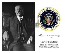 PRESIDENT GROVER CLEVELAND PRESIDENTIAL SEAL AUTOGRAPHED 8X10 PHOTOGRAPH