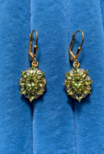 American Natural Arizona Peridot, Zircon Lever Back Earrings - 2.80 ctw. - Picture 1 of 5