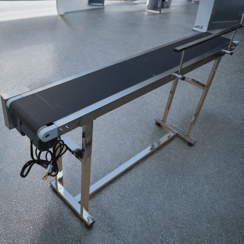 59''x7.8'' PVC Belt Conveyor Stainless Transport Machine Single Guardrail 110V