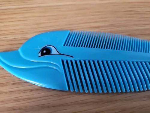 Fish Dolphin Comb Blue Vintage Retro Hong Kong - Foto 6 di 7