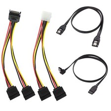 Sata Data Cable And Sata Power Splitter Cable 4 Pack 6.0 Gbps15 Pin Power Spli