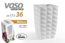 VASO BIANCO ALTO CERAMICA QUADRATO CENTROTAVOLA EVENTI CLASSICO MODERNO 36*17 cm