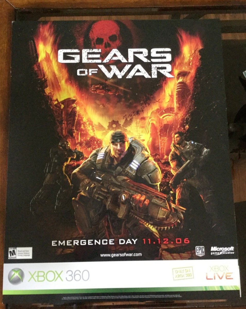 Gears of War Xbox 360 Promotional Embossed Poster 2006 RARE