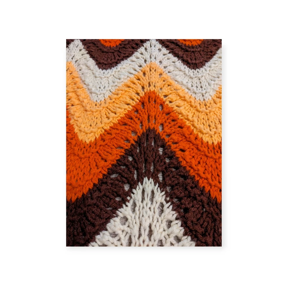 阿富汗毯子手工制作复古燃烧橙色 MCM 80 x 34 英寸波浪图案 — 第 4/4 张图片