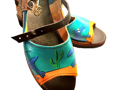 SOLETECH Colorful Blue Mary Jane Shoes Leather Buckled Strap US 6.5 M Aardvark?
