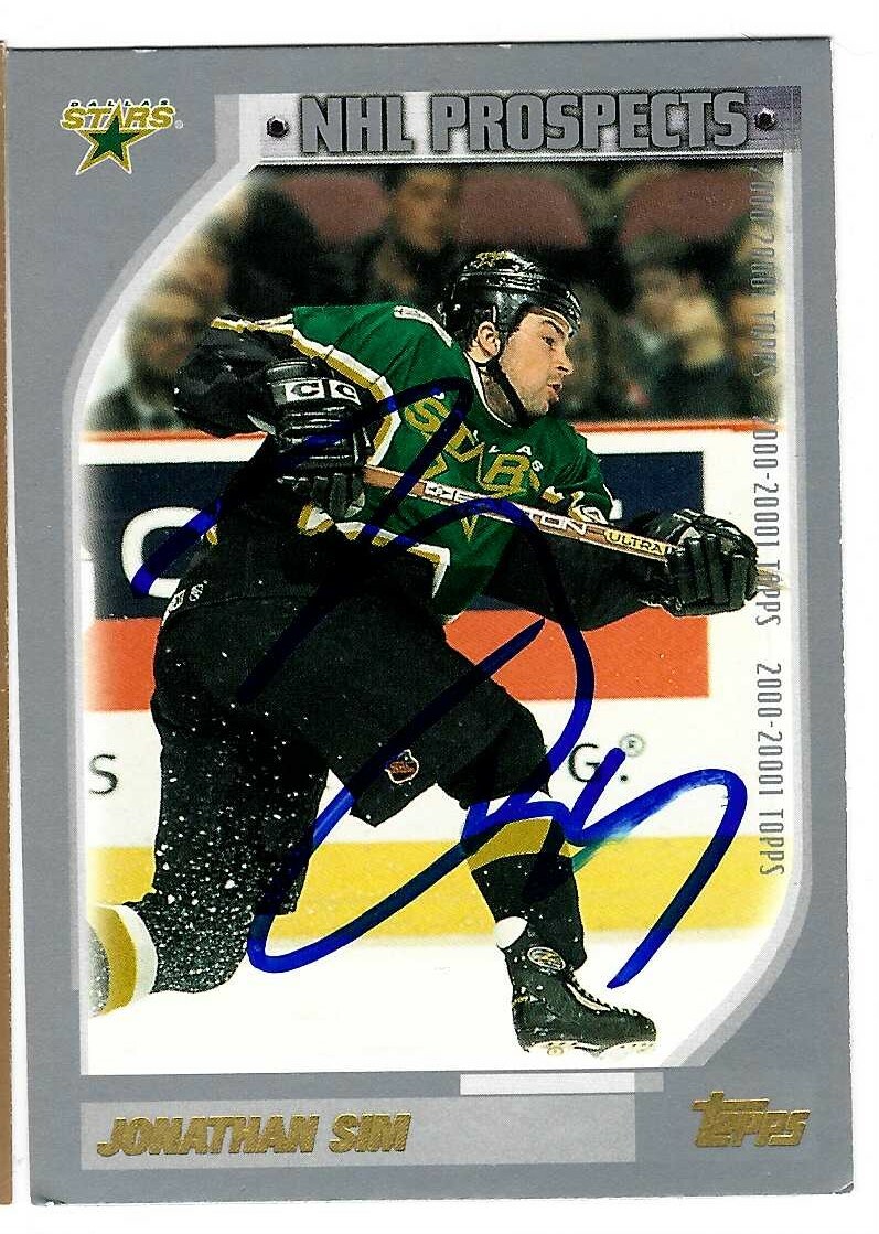 Jonathan Sim Signed 2000/01 Topps NHL Prospects Card #324