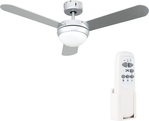 MiniSun Taurus 3 Blade Ceiling Fan Silver with Remote Control 42'' / 107cm