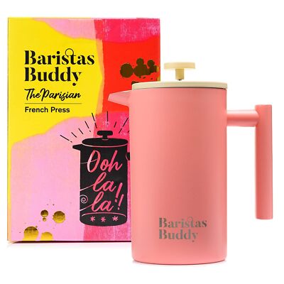 Cute Pink French Press Coffee Maker Colorful Retro And Stylish Insulated Coffee 
