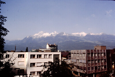 AUG 1984 Buildings With Beautiful Mountains Europe Ektachrome Slide Ref D440