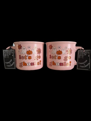 New Set Of 2 Pink Mugs Let's Go Ghouls Halloween By Cobwebs And Cauldrons