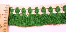 11 Yards Vtg Fringe Tassel Double Gimp Trim CHRISTMAS GREEN 1 3/4" -in 2 pieces