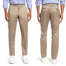NWT Nordstrom Athletic Fit Stretch Non Iron Chino Pant Khaki Business Sz 38x32