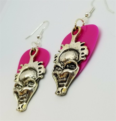 Evil Clown Charm Guitar Pick Earrings - Pick Your Color - Picture 6 of 13