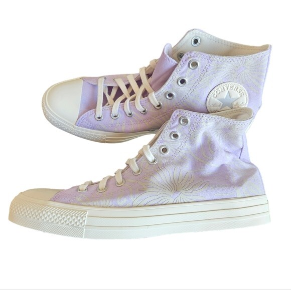 Converse CTAS Floral Print Sneakers Lilac Hi Top Sneaker NEW