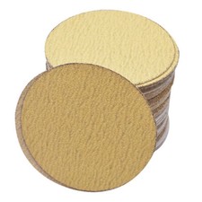 100PCS 125mm 5In Gold Sandpaper No Hole Hook  Loop Grip Sanding Discs 100 Grit