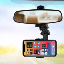 360 Rotation Car Rear View Mirror Mount Stand GPS Cell Phone Holder 
