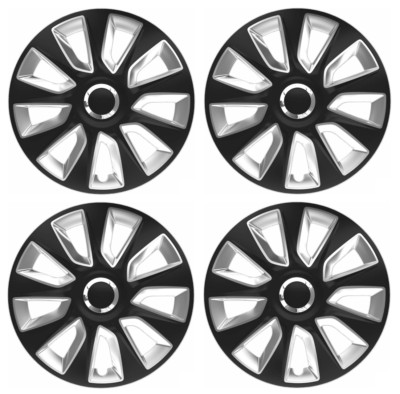 SEAT MII RADZIERBLENDEN RADKAPPE KUNSTSTOFFABDECKUNGEN 4er SET SILBER SCHWARZ 14'' 14 ZOLL