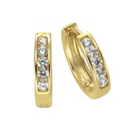 F Creole 333/- Gold Zirkonia 1,4Cm Damen GläNzend Neu