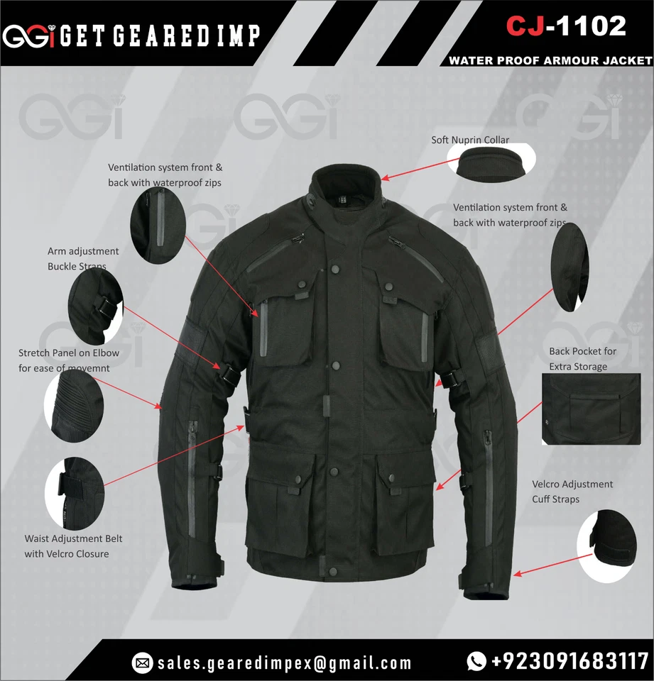 Chaqueta textil impermeable GG1 para hombre moto turismo protección CE Foto 2 de 4