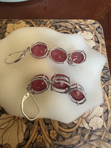 Gems Tv Royal Ruby 18k White Gold Drop Earrings - Picture 4 of 8