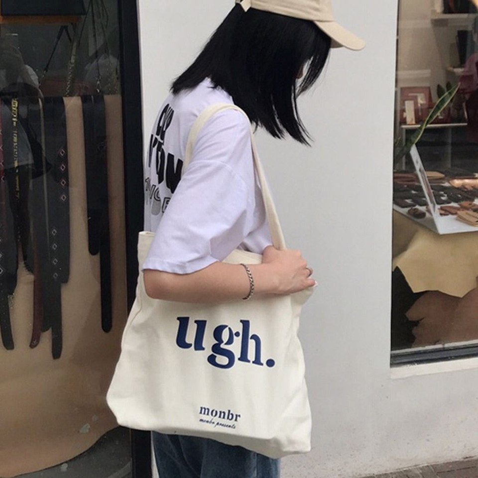 Bag Zipper Print Large Capacity Canvas Letter Shoulder Bags Fashion