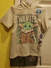 Star Wars The Mandalorian Baby Yoda Hooded 2 Piece Shorts Set Size 4