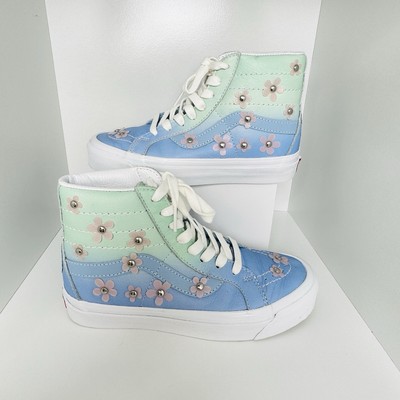 Vans Women s Sandy Liang High Top Blue & Green Leather Boots Sneakers Size 5.5 