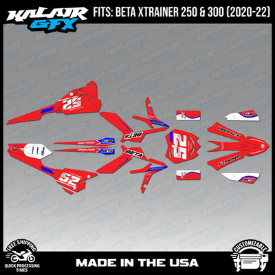 Graphics Kit for Beta Xtrainer 250 300 2020 2021 2022 Ominous Series - Red