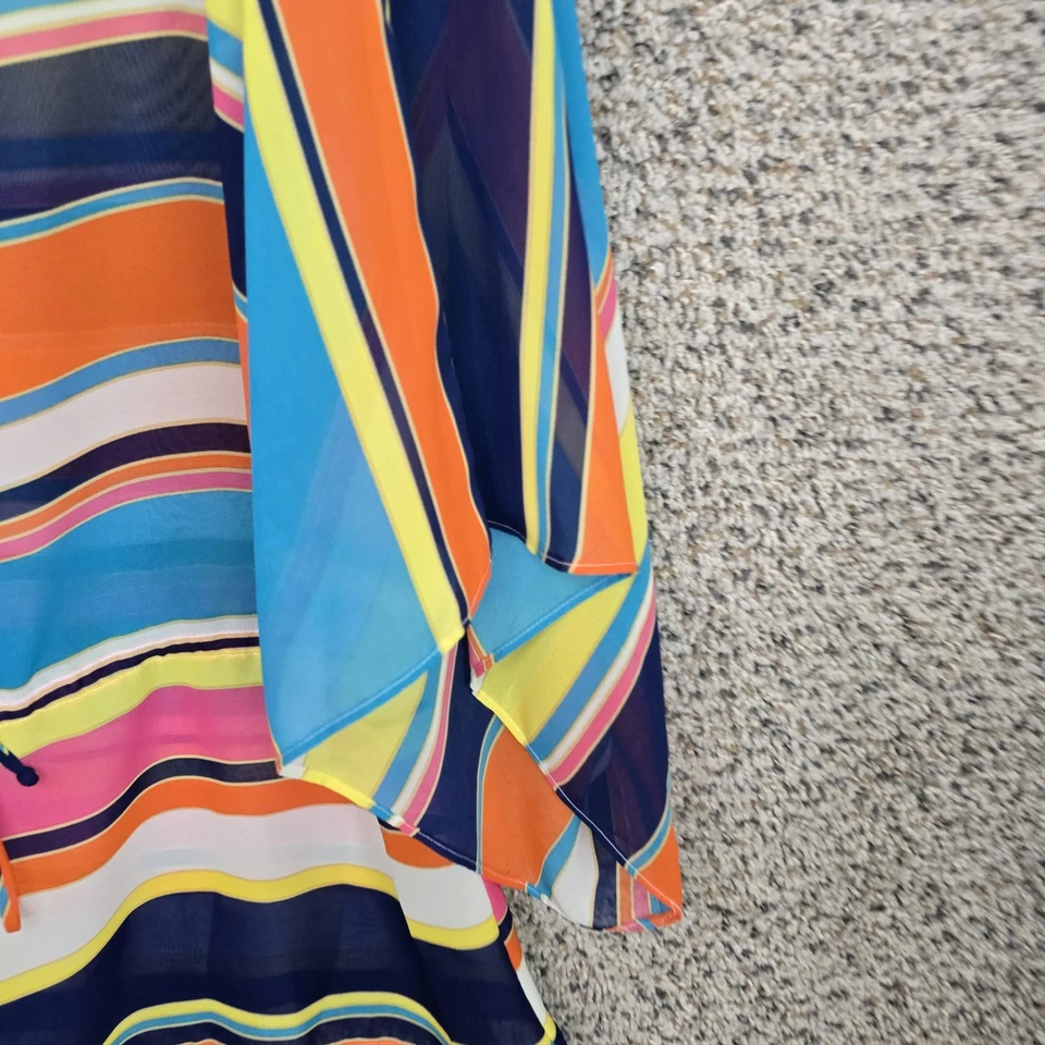 Blusa Chaps Top Mujer XS Azul Rayas Transparente Calce Grande Informal Damas Foto 2 de 4