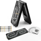 Foldable Wooden Cribbage Board Game Set - Unique S-Shaped 3 Track Black Cribbage