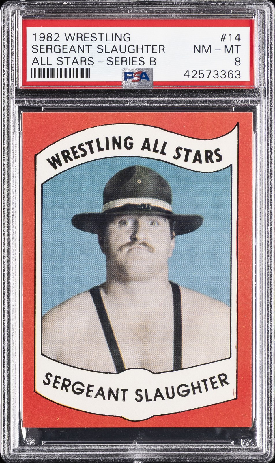 Sergeant Slaughter #14 Wrestling Cards 1982 Wrestling All Stars Series B trading card — raw and PSA graded price guide