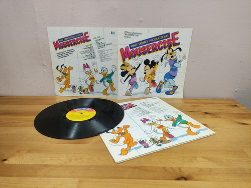 1982 First Edition Mousercise Vinyl + Manual Booklet Disney Mickey Exercise Kids - Foto 1 di 20