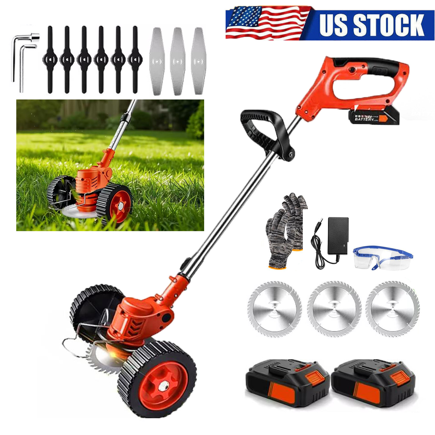 Cordless Electric Lawn Mower with 2 Batteries Yard Garden Cutter Mower Tool Gift