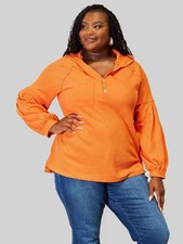 Women Basic Bae Side Slit Buttoned Waffle Knit Hoodie